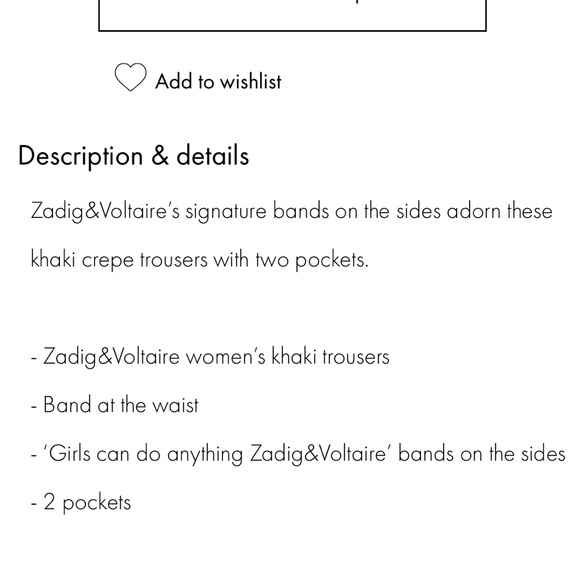 NWT Zadig & Voltaire army green black logo stripe Paula crepe pants size 34 / S - Picture 5 of 12